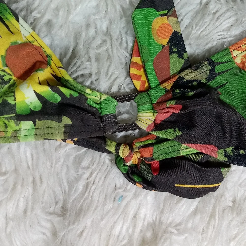 Cyn & Luca Floral Halter Bikini Top Size S